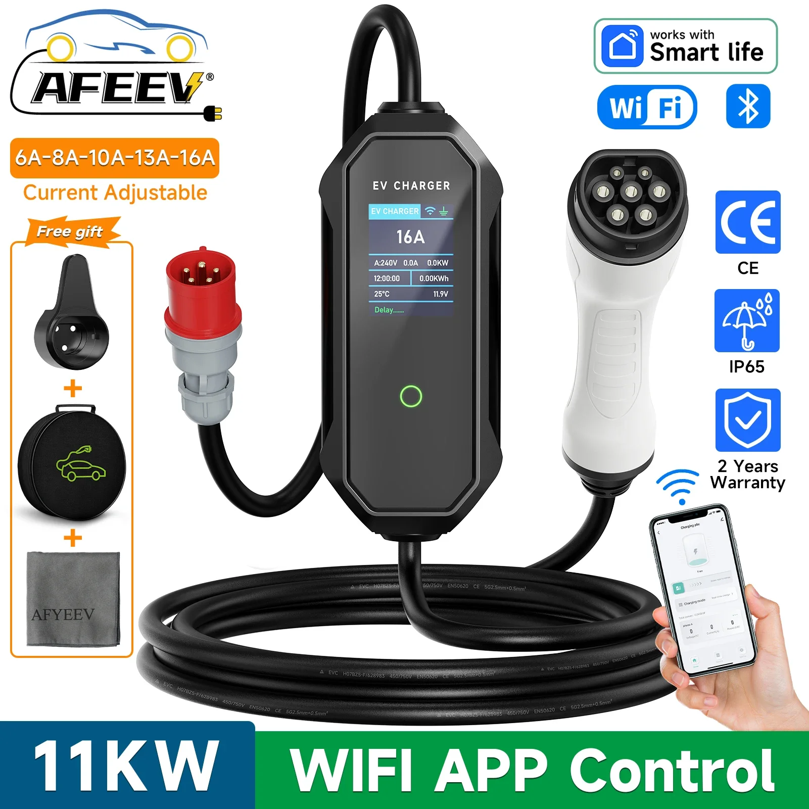 AFEEV 11KW Type 2 EV Charger 1 - огляд і ціна Type 2 Portable Ev Charger 11Kw Cee